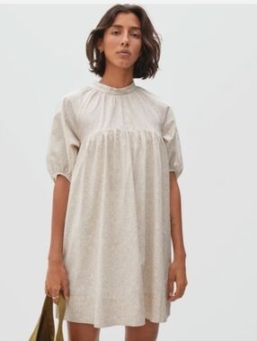 Everlane Cream and White Floral Blouse